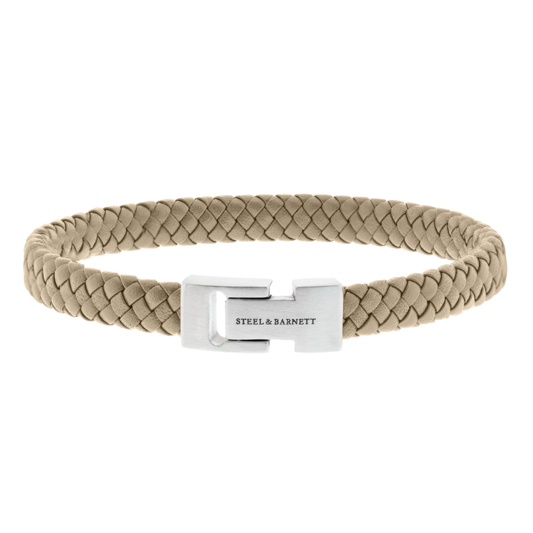 Archie - Ecru - 8mm leather box braided bracelet- LBA/005