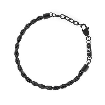 Black - 4mm Helix Chain Bracelet - B-HEL02