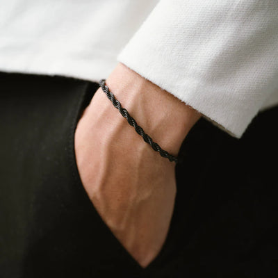 Black - 4mm Helix Chain Bracelet - B-HEL02