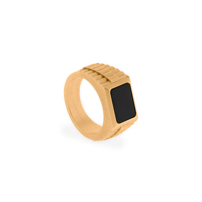 Hudson - 18K Gold (PVD)/ Black Onyx - Gemstone Ring - HUD03