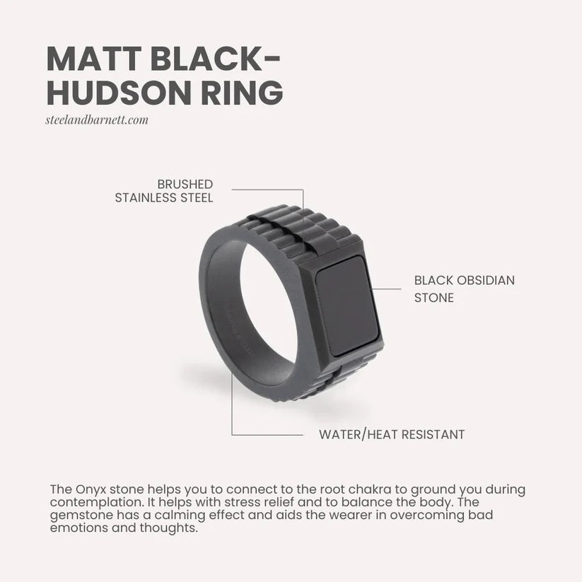 Hudson - Black/Black Onyx - Gemstone Ring - HUD02