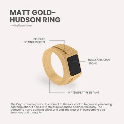 Hudson - 18K Gold (PVD)/ Black Onyx - Gemstone Ring - HUD03